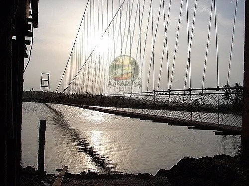 Hanging bridge Kudrigi near Honnavar backwaters